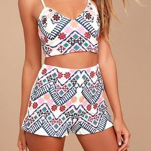 Lulus Rhythm Is Gonna Get You White EmbroideredSet